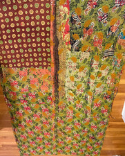 Vintage Kantha Quilt Handmade Sari Cotton TORN Throw 52x84 Craft Sewing Creative picture