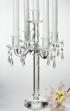 5 LIGHT CRYSTAL CANDELABRA W DROPS - crystal candelabra picture