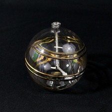 Lefton Trade Mark Clear Glass Oil Lamp W/ Wick Raised Gold Trim Taiwan picture