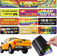 12 Pcs Gay Pride Funny Magnet Bumper Sticker LGBT Rainbow Pride Prank Magnetic picture