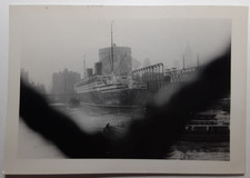 Ship at New York Harbor Dock, SS Bremen?: 1930's Snapshot Photo picture