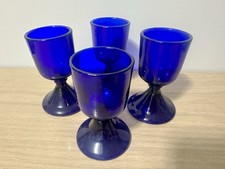 Mid-Century Cobalt Blue Handblown Goblets Set of 4 Empoli Gullaskruf picture