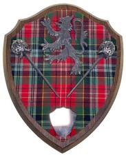 Scottish Heraldry Clan Family Coat of Arms Plaque Lion Rampant Tartan Plaid  picture