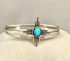 Navajo Zia Design Turquoise & Sterling Silver  Cuff Bracelet picture