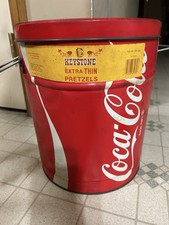VINTAGE COCA COLA PRETZEL CAN KEYSTONE PRETZEL BAKERY LITIZ PA,BERTELS CAN CO picture
