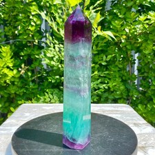 2.24LB Natural Rainbow Fluorite Obelisk Quartz Crystal Wand Tower Point Heal picture