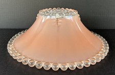 Imperial Glass Candlewick Antique Flush Mount Lamp Shade Pink Clear Art Deco picture