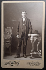 1890s Cabinet Card Photo Young Man by W.E. Wing Spokane Washington picture