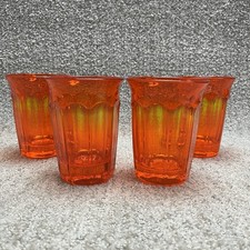 Vintage Noritake Provincial Orange Flat Tumblers Set of 4 Glasses RARE 4 5/8