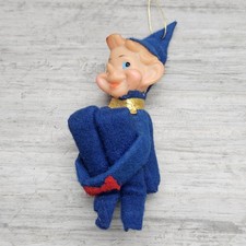Kneehugger Pixie Elf Christmas Ornament 1950's-60's 4” Blue Vintage DELTA Japan picture