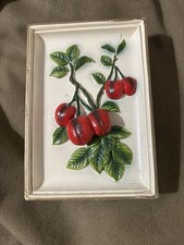 Vintage Lefton Rare cherries Hanging Ceramic Plaque picture