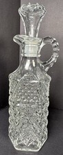 Anchor Hocking Wexford Pattern Clear Glass Oil and Vinegar Cruet Vintage 6 oz picture
