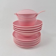 Vintage Boontonware Melmac Mamie MCM Pink Dish Set Bowls Cups Saucers & Creamer picture