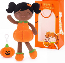 Halloween Plush Toy - African American Pumpkin Doll, Keychain & Gift Bag Set picture