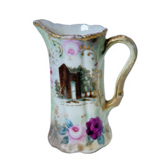 JAMESTOWN  VIRGINIA VA - CHURCH TOWER - 1907 Antique Souvenir China Pitcher picture
