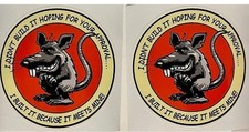 2-PACK RAT ROD RAT FINK HOT ROD BIKER MOTORCYCLES  GUNS STICKER 4 in. picture