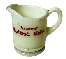 Hartland , MAINE ME Uranium Antique Custard Glass Souvenir Trinket Creamer picture