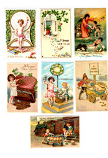 SALE: VINTAGE 1907-18 HAPPY NEW YEAR GOOD LUCK MONEY POSTCARDS LOT #3 7 EMBOSSED picture