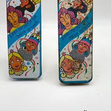 Vintage Purim Tin Noisemakers Groggers Lot of 2 Queen Esther & Haman picture