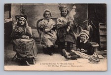 Antique Auvergne Postcard Lauvergne Picturesque Peasant Girls 1921 picture