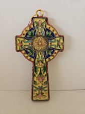 Cloisonne Celtic Cross Christmas Ornament/Wall Art Double-sided Multicolor 5