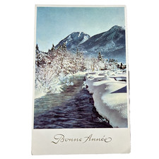Postcard Bonne Annee Happy New Year Winter Snow Stream Mountains picture