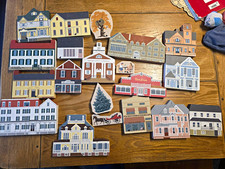 The Cat's Meow - Lot of 20 Wooden Village Painted Landmarks & Buildings picture