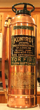 Antique Vintage STEMPEL KONTROL Copper Brass Fire Extinguisher-Polished Restored picture