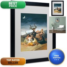 Trademark Fine Art The Witches' Sabbath by Francisco Goya Black Frame 16x20 picture