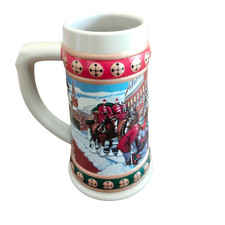 Vintage Budweiser Holiday Stein Hometown Holiday 1993 Ceramarte Clydesdales picture