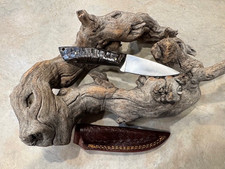 Sweet EDC  belt  knife High Carbon Steel w/Rams Horn handles picture