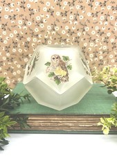 Vintage Westmoreland Hexagon Satin Frosted Glass Owl Fairy Lamp Geometric picture