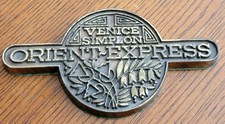 VENICE SIMPLON ORIENT EXPRESS SOLID BRASS BADGE EMBLEM PAPERWEIGHT FELT BACKING picture