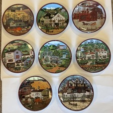 Bradford Exchange 1990s Plates Charles Wysocki's Peppercricket Grove, Set of 8 picture