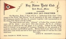 York Beach Maine ME Bay Haven Yacht Club LABOR DAY c1910s Vintage Postcard bhn picture