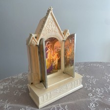 Vtg Religious Electric Church Doors Open & Close Light Up Music Box Mary Angels picture