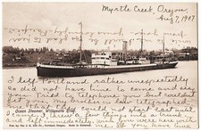 Willamette River OR - Ocean Steamer mailed 1907 antique postcard picture