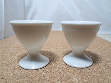Pristine Antique T&V Limoges France White Porcelain Egg Cups - Pair , c1892-1907 picture