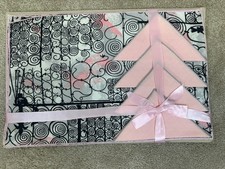 Vtg MCM New 4 Pink & Gray Placemat + Napkin Set Abstract Mod 1950s Linens picture