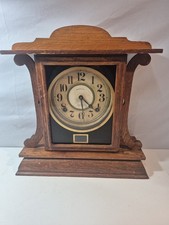 Antique Ingraham 8 Day Oak Wood Kitchenette Mantel Shelf Clock Non Working  picture