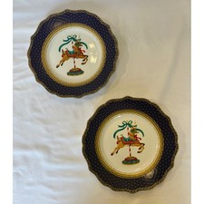Robert Stanley Christmas Purple 2PC Christmas Reindeer Salad Plate picture