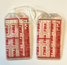 Vintage TWA Luggage Baggage Tag LOT of 2 Aviation Airplane Plane Collectibles picture