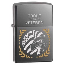 Zippo Lighter - Proud To Be A Veteran Black Ice picture