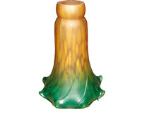 Vintage Tiffany Style Tulip Lilly Lamp Shade Amber & Green Beautiful Colors Nice picture