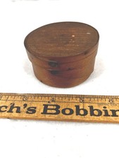 antique round pantry box SMALLEST w/ lid wood lap sides natural 2 7/8 in 1800 picture