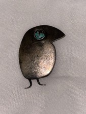 Southwestern Frank Patania Bird Pin Sterling Silver .925 Blue Gem Turquoise picture