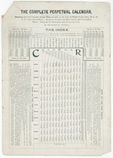 1898 Benjamin Yanney Alliance OH Perpetual Calendar Reference Card Date Antique picture