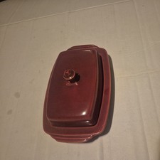 Vintage Maroon Harlequin Half Pound  Butter Dish Homer Laughlin Fiesta picture