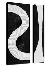 aburaeart Black And White Abstract Wall Art For Office 2 Piece 3D Wall Decor ... picture