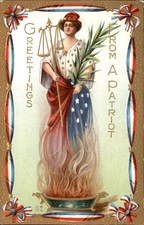Lady Justice Smoke Embossed E. Nash c1900s-10s Vintage Postcard bhn picture